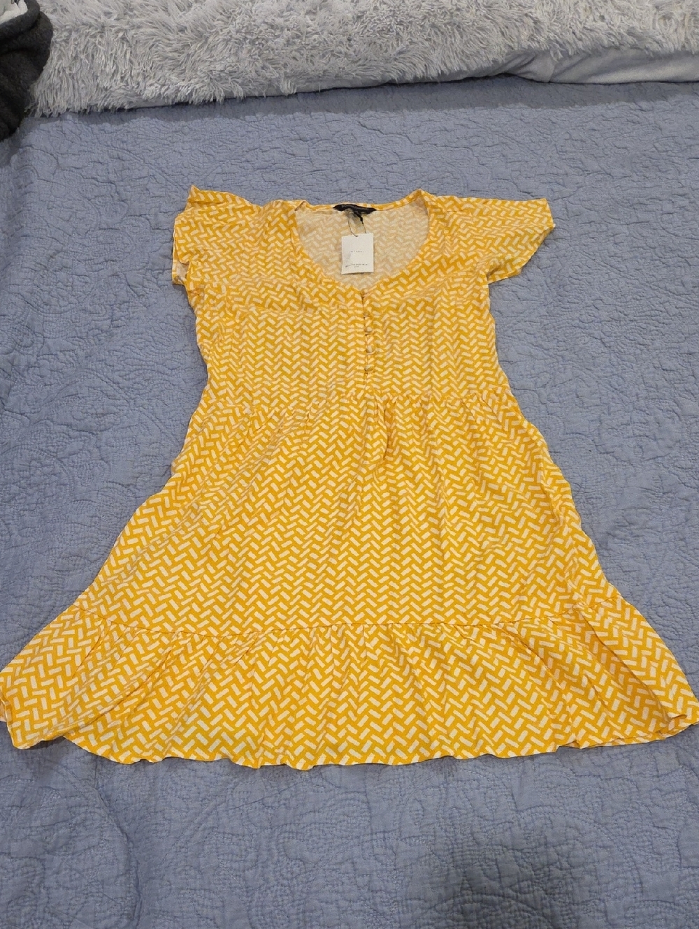 Banana Republic Yellow Patterned Mini Dress Size S, New W/tag!